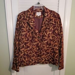 Gold and Dark Burgundy Tapestry Style Jacket